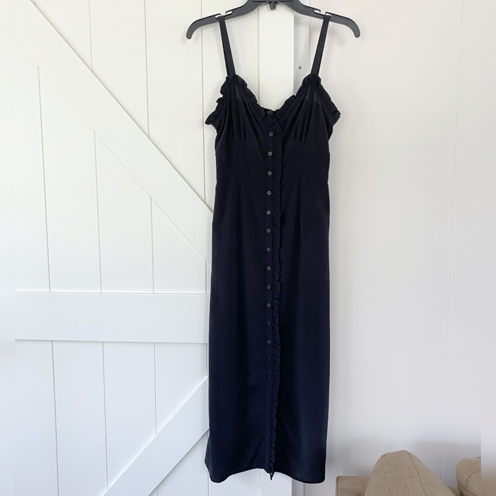 TOPSHOP RUFFLE BUTTON DOWN SLIPDRESS